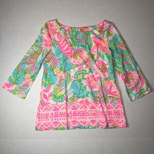 Lilly Pulitzer Pink and Green Floral Top